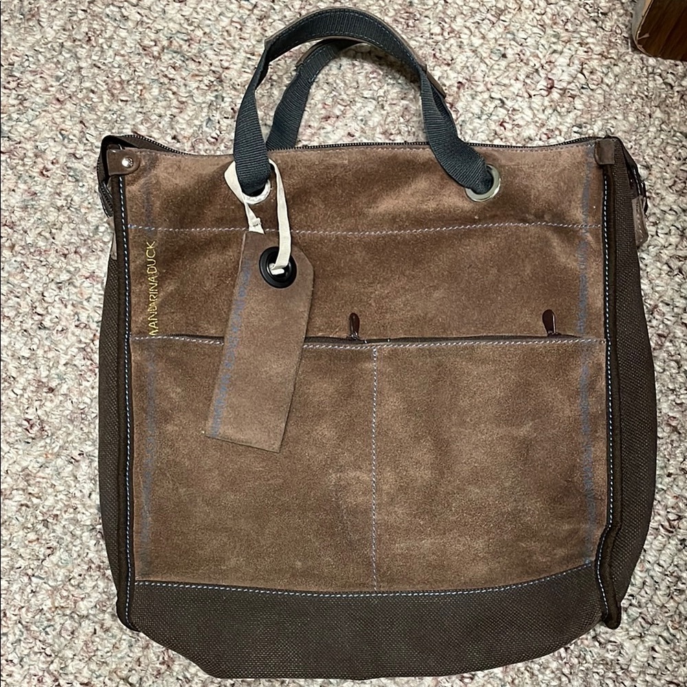 Mandarina Brown Suede/nylon purse